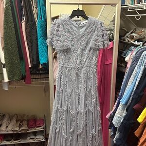 Ivy City Co lavender Maxi Dress with Pink Embellishments